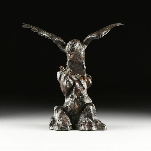 A JAPANESE PATINATED BRONZE
