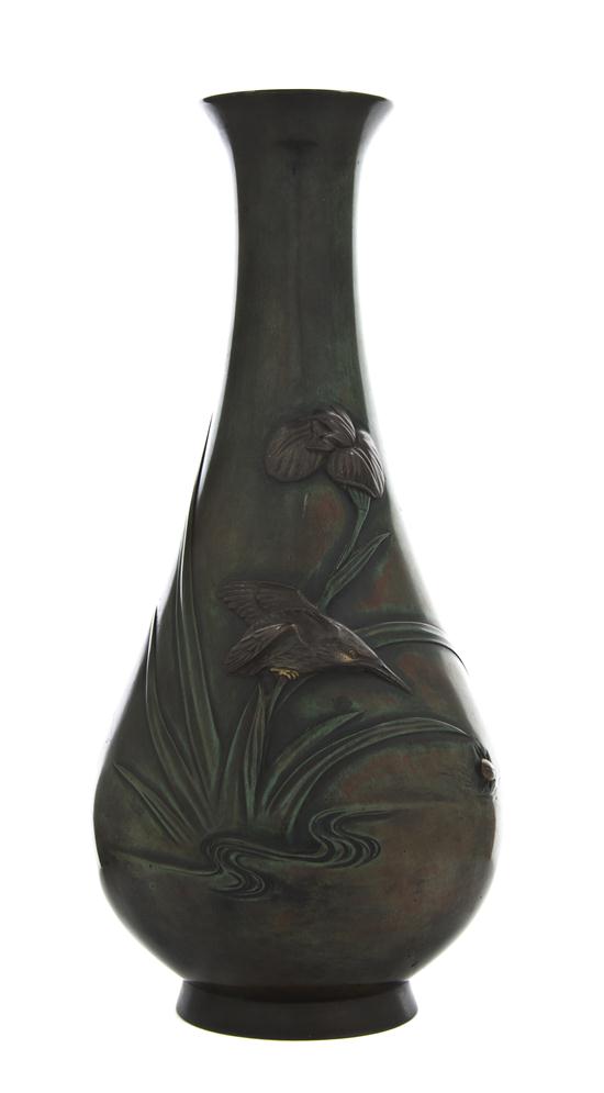 A Japanese Patinated Bronze Vase