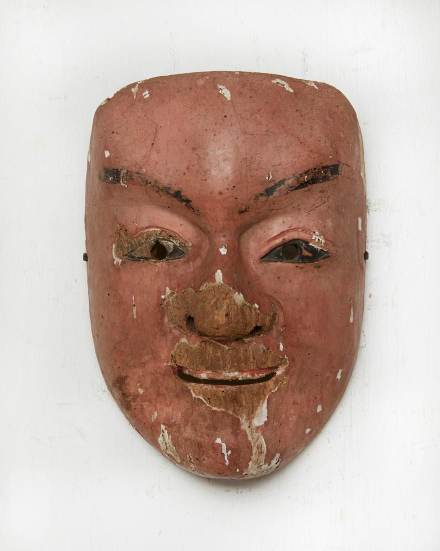 A JAPANESE POLYCHROME DECORATED NOH