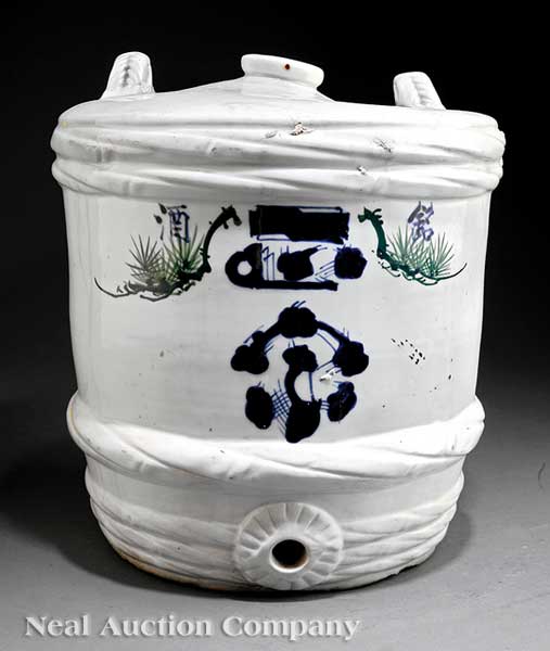 A Japanese Polychrome Painted White