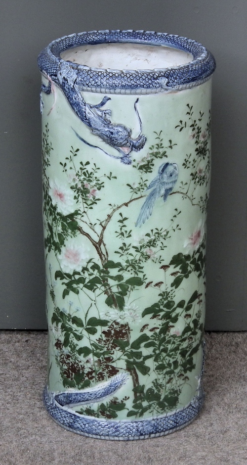 A Japanese porcelain umbrella stand