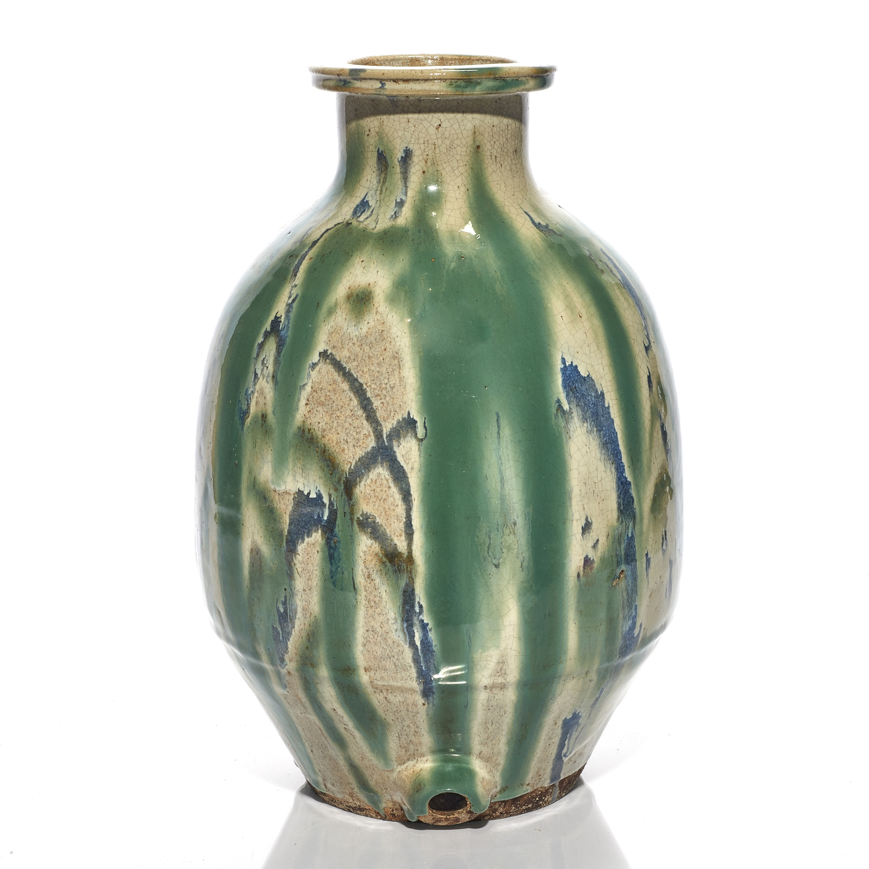 A JAPANESE POTTERY SAKE VESSEL A