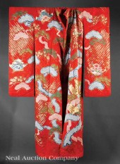 A Japanese Red Ground Embroide