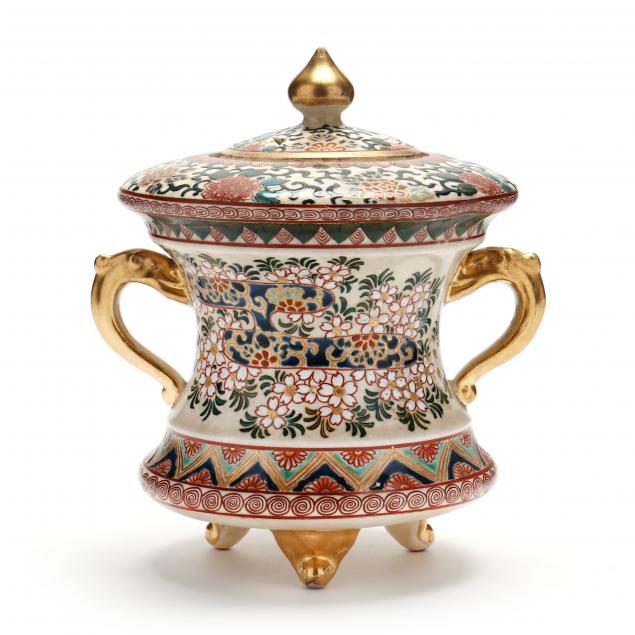 A JAPANESE SATSUMA COVERED CENSER