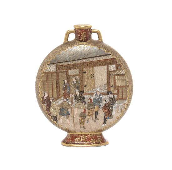 A Japanese Satsuma Moon Flask