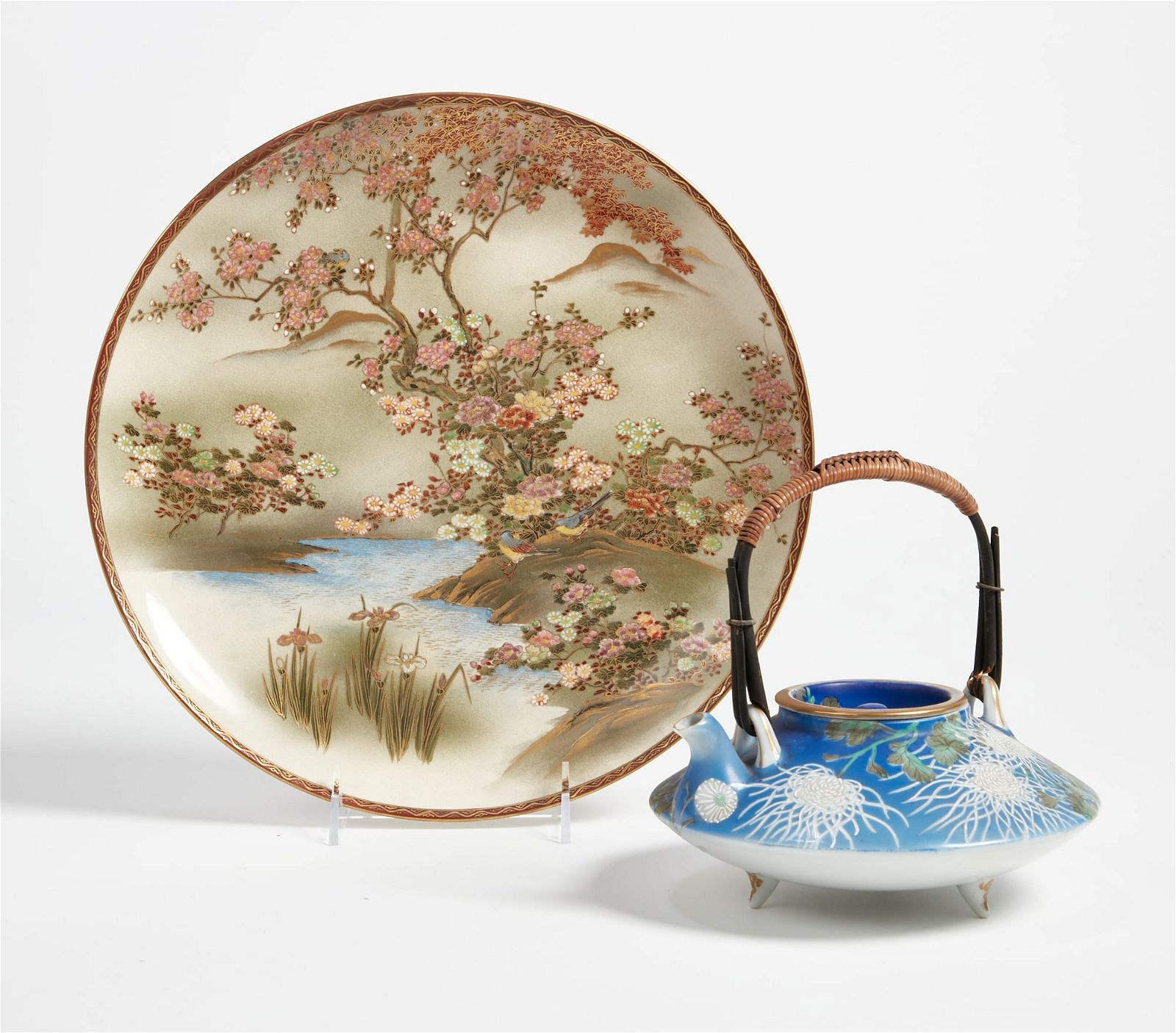 A JAPANESE SATSUMA PLATE AND