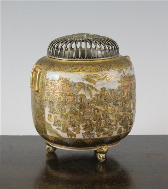 A Japanese Satsuma pottery koro and