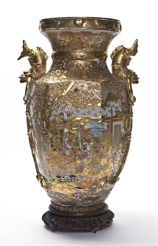 A Japanese Satsuma Vase on Stand