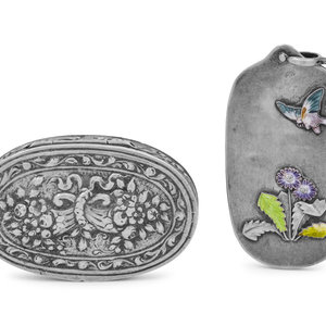 A Japanese Silver and Enameled Aide