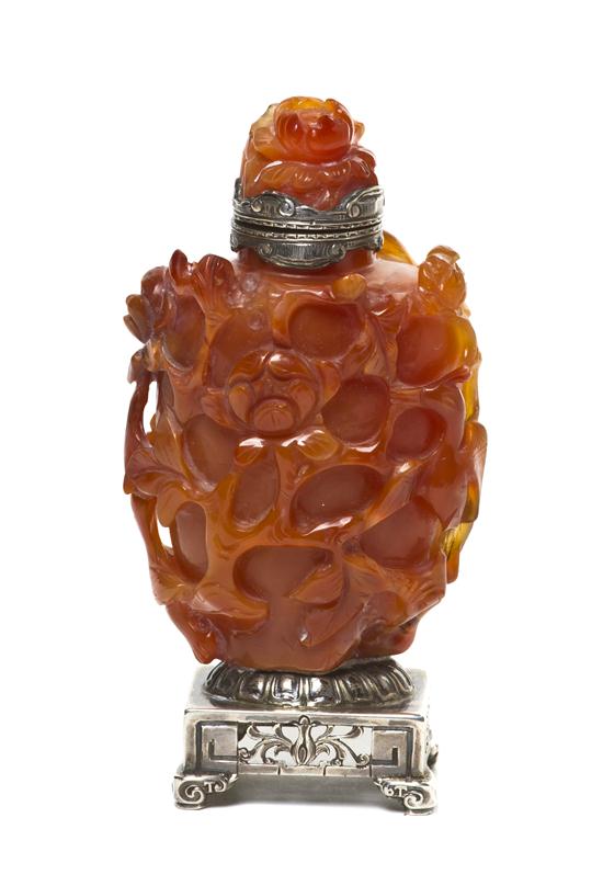 A Japanese Silver Mounted Carnelian