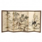A JAPANESE SIX PANEL FOLDING S