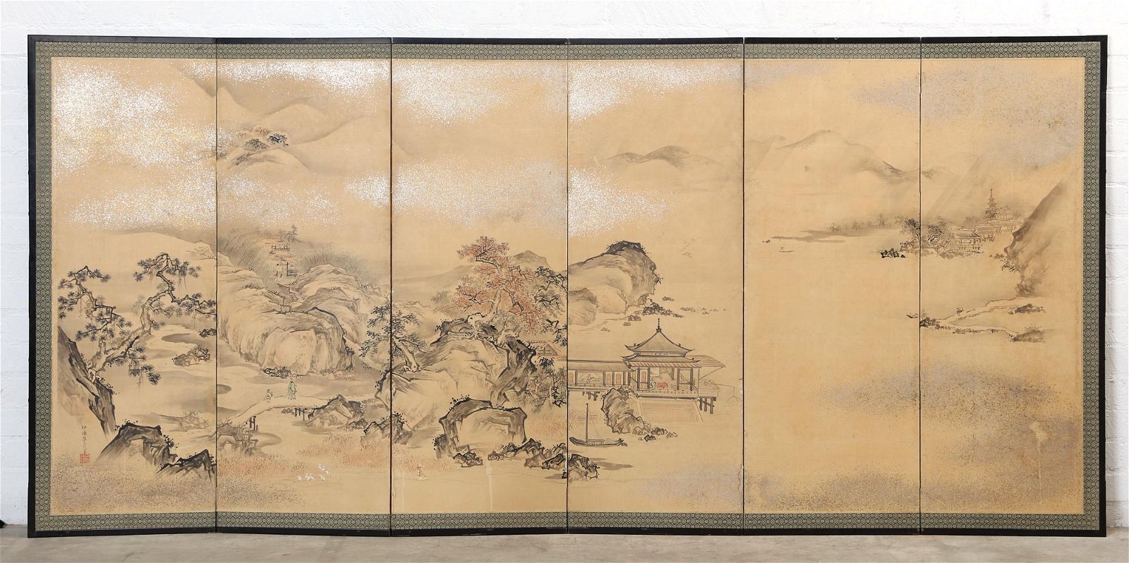 A JAPANESE SIX PANEL SCREENA