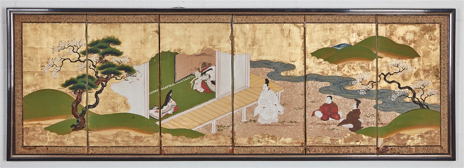 A JAPANESE SIX PANEL SCREENA