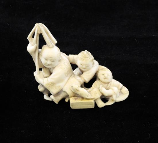 A Japanese small ivory group