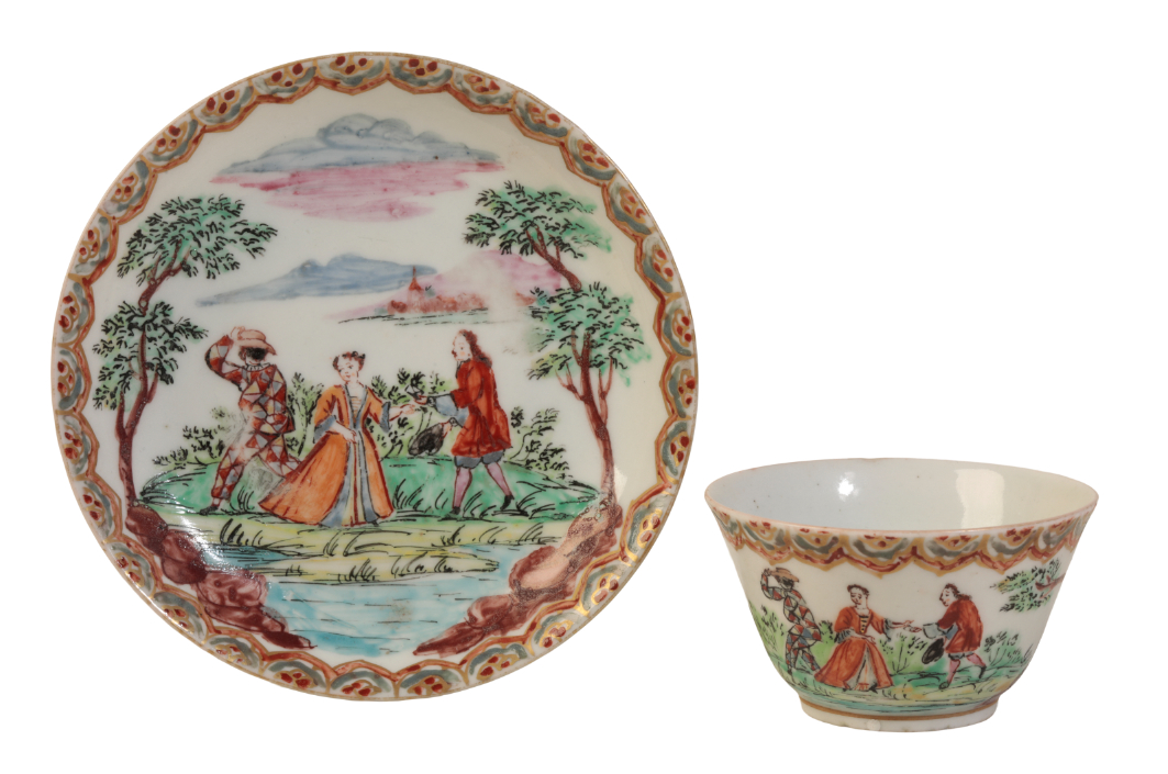 A JAPANESE TEA BOWL AND SAUCER