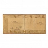 A JAPANESE TWO PANEL FOLDING T