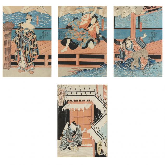 A JAPANESE WOODBLOCK PRINT TRIPTYCH