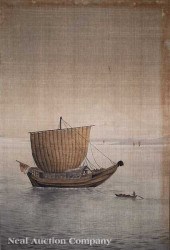 A Japanese Yuzen Birodo Panel