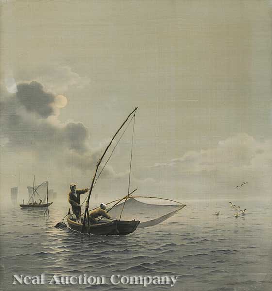 A Japanese Yuzen Birodo Seascape