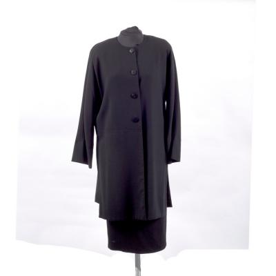 A Jean Muir black wool crepe