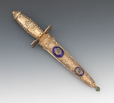 A Jeweled & Enameled Gilt Dagger