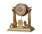 A JUDAICA BRASS TABLE CLOCK<br