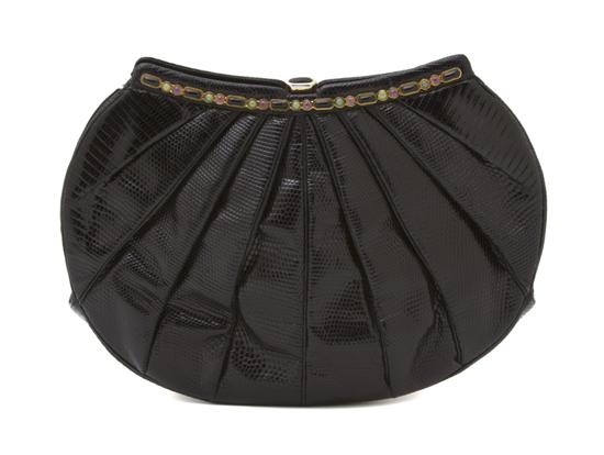 A Judith Leiber Black Lizardskin