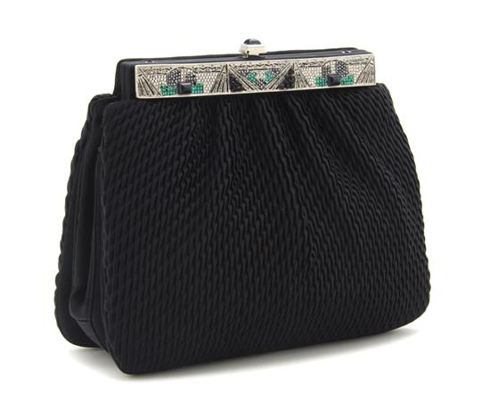 A Judith Leiber Black Satin Evening