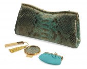 A JUDITH LEIBER GREEN LEATHER