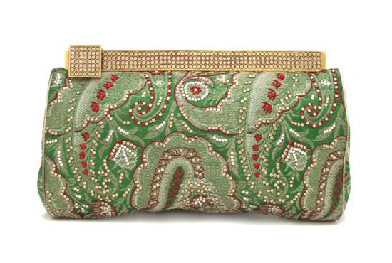 A Judith Leiber Green Silk and