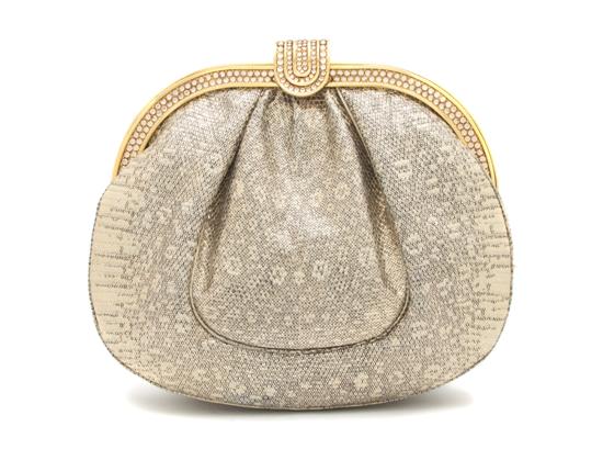 A Judith Leiber Metallic Lizardskin