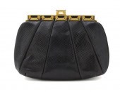 A Judith Leiber Navy Lizardski
