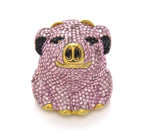 A Judith Leiber Pink Crystal Pig
