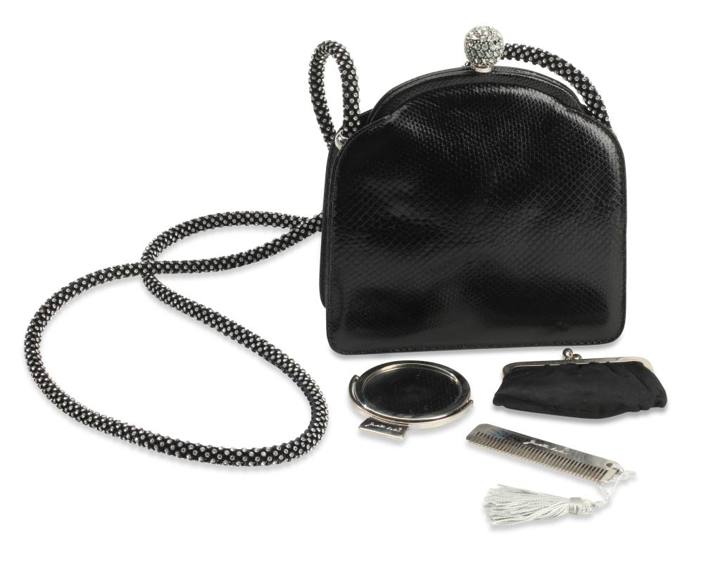 A JUDITH LIEBER BLACK SNAKE LEATHER