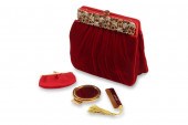 A JUDITH LIEBER RED VELVET BAG