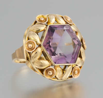 A Jungendstil 14k Amethyst Ring c