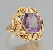 A Jungendstil 14k Amethyst Rin