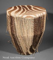 A Kamba Carved Wood Drum Kenya