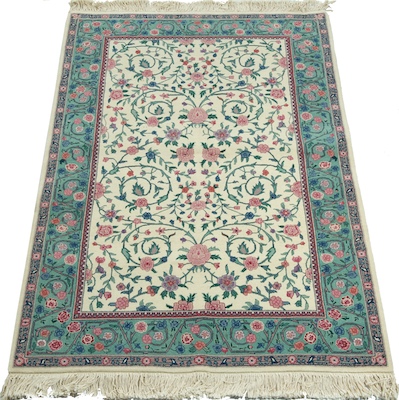 A Kashan Ivory Persian Area Rug