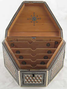 A Kashmiri box with lacquered and