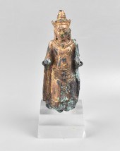 A KHMER GILT BRONZE STATUE,14/