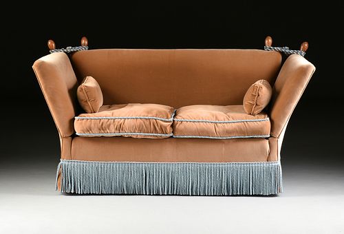 A KNOLE STYLE VELVET UPHOLSTERED