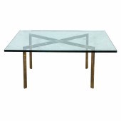 A KNOLL GLASS AND CHROME BARCE