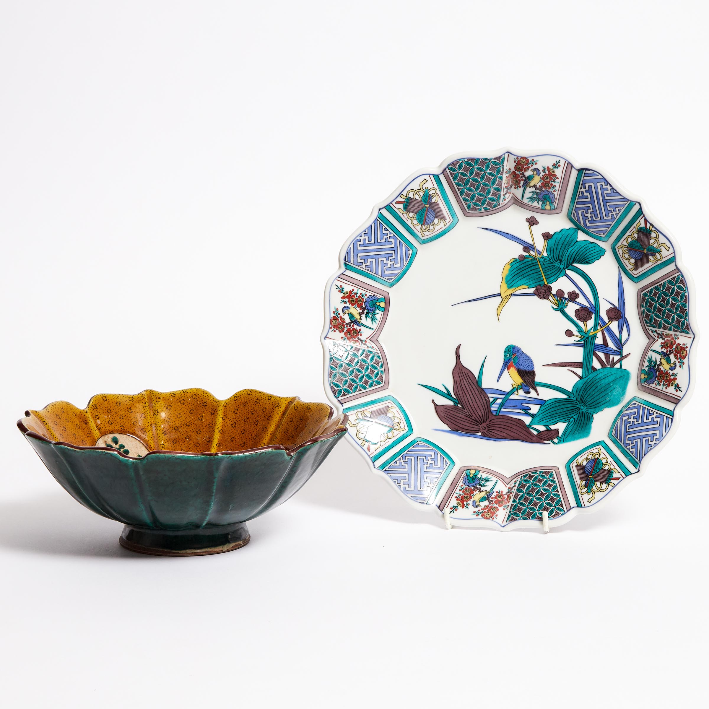 A Ko-Kutani Style Foliate Bowl,