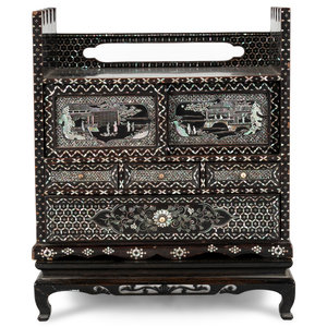 A Korean Black Lacquered and