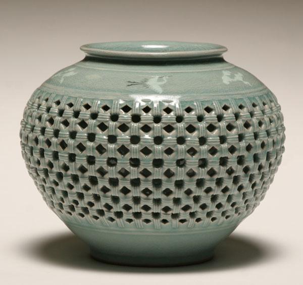 A Korean celadon ceramic vase;