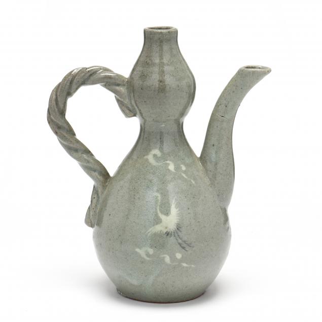 A KOREAN CELADON INLAID EWER 