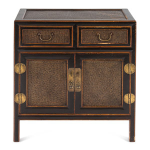 A Korean Rattan-Inset Cabinet
