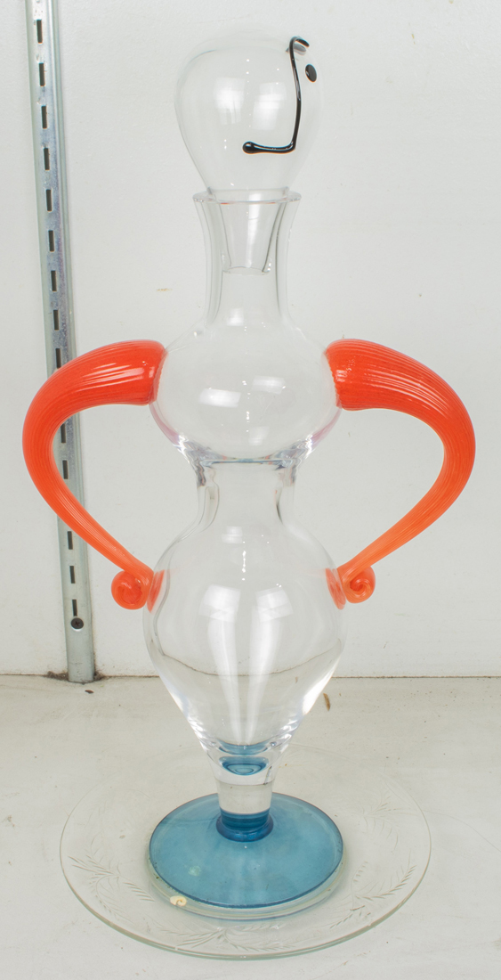 A KOSTA BODA GLASS FIGURAL DECANTER