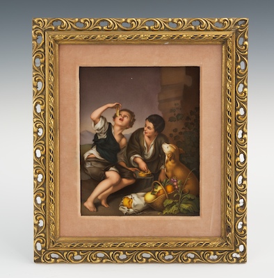 A KPM Hand Painted Porcelain Plaque
